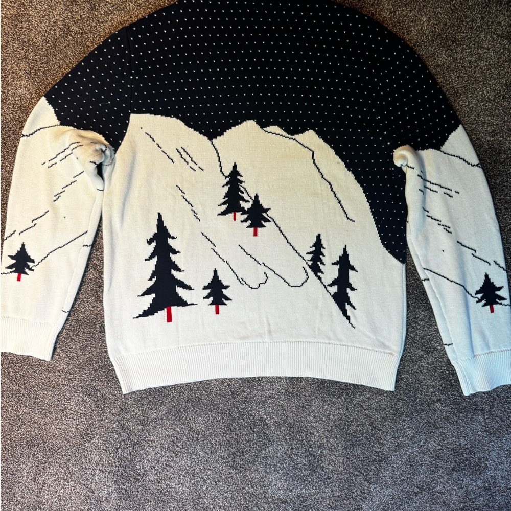 Men's Skiing Pattern Sweater - Black, White, Red NWT Size XXL - Picture 3 of 7
